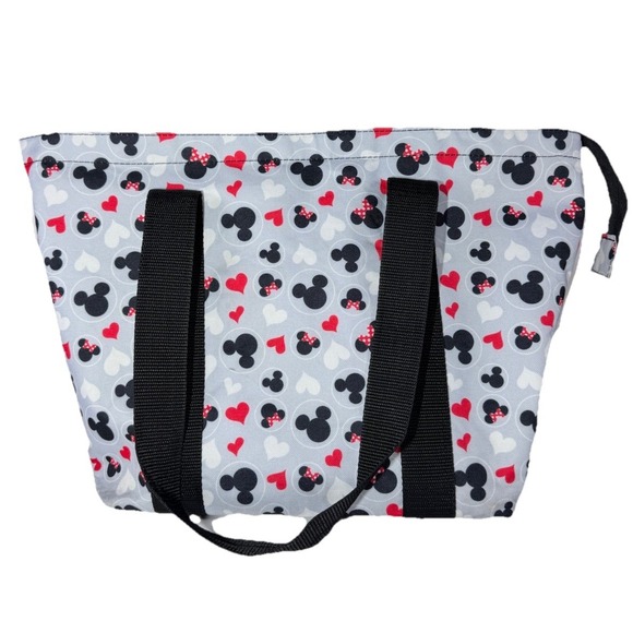 Disney Mickey & Minnie Zip Top Iconic Print Heart Travel Tote Bag - Picture 3 of 14